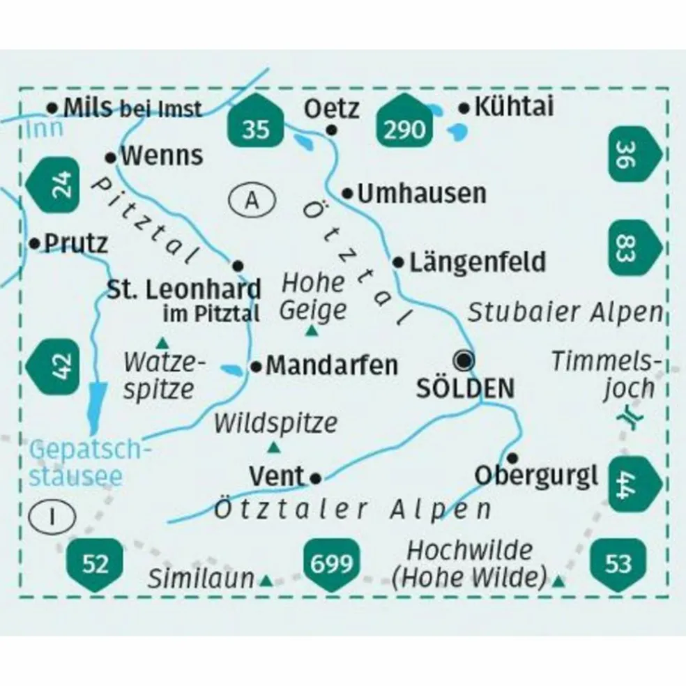 KOMPASS WANDERKARTE 43 ÖTZTALER ALPEN, ÖTZTAL, PITZTAL