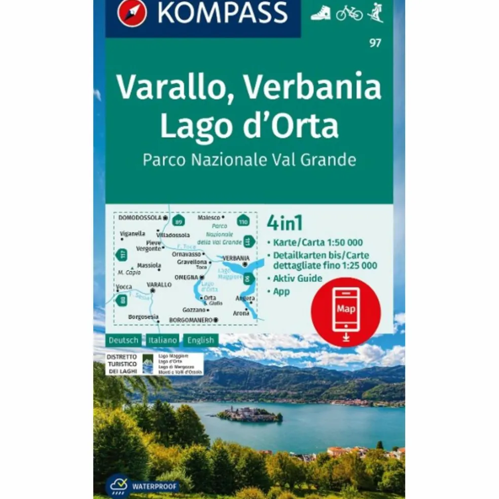 KOMPASS WANDERKARTE 97 VARALLO, VERBANIA, LAGO D'ORTA