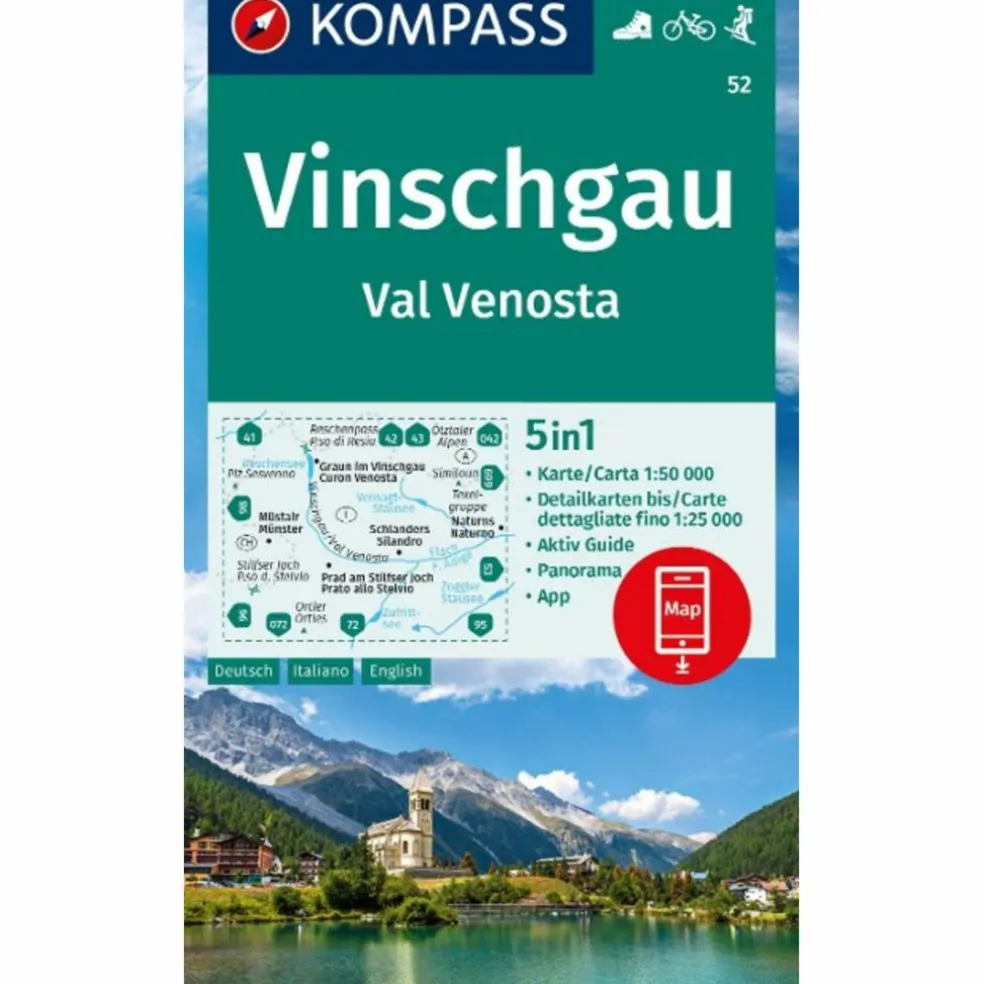 KOMPASS WANDERKARTE 52 VINSCHGAU / VAL VENOSTA 1:50.000