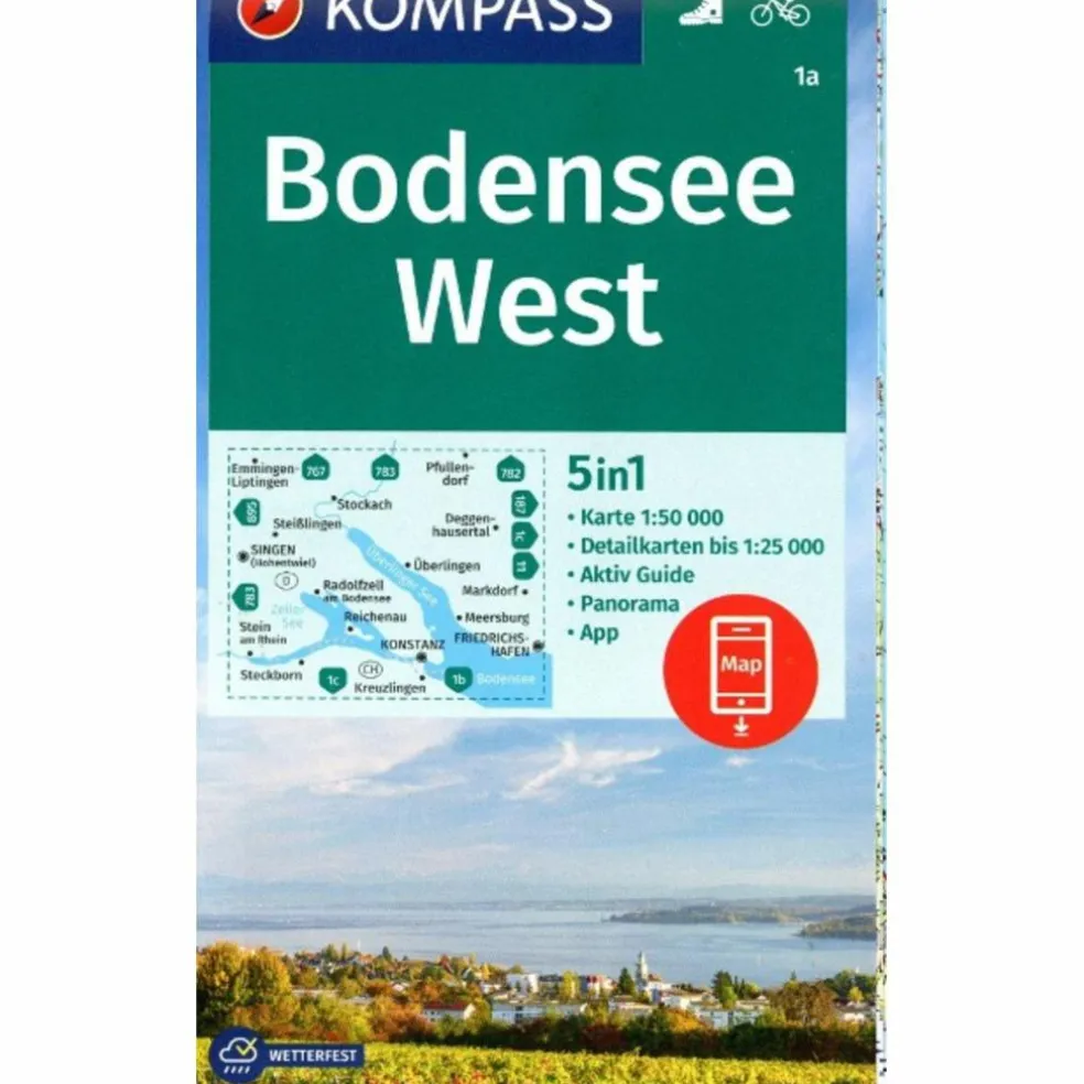 KOMPASS WANDERKARTE 1A BODENSEE WEST 1:50.000 - Wanderkarte