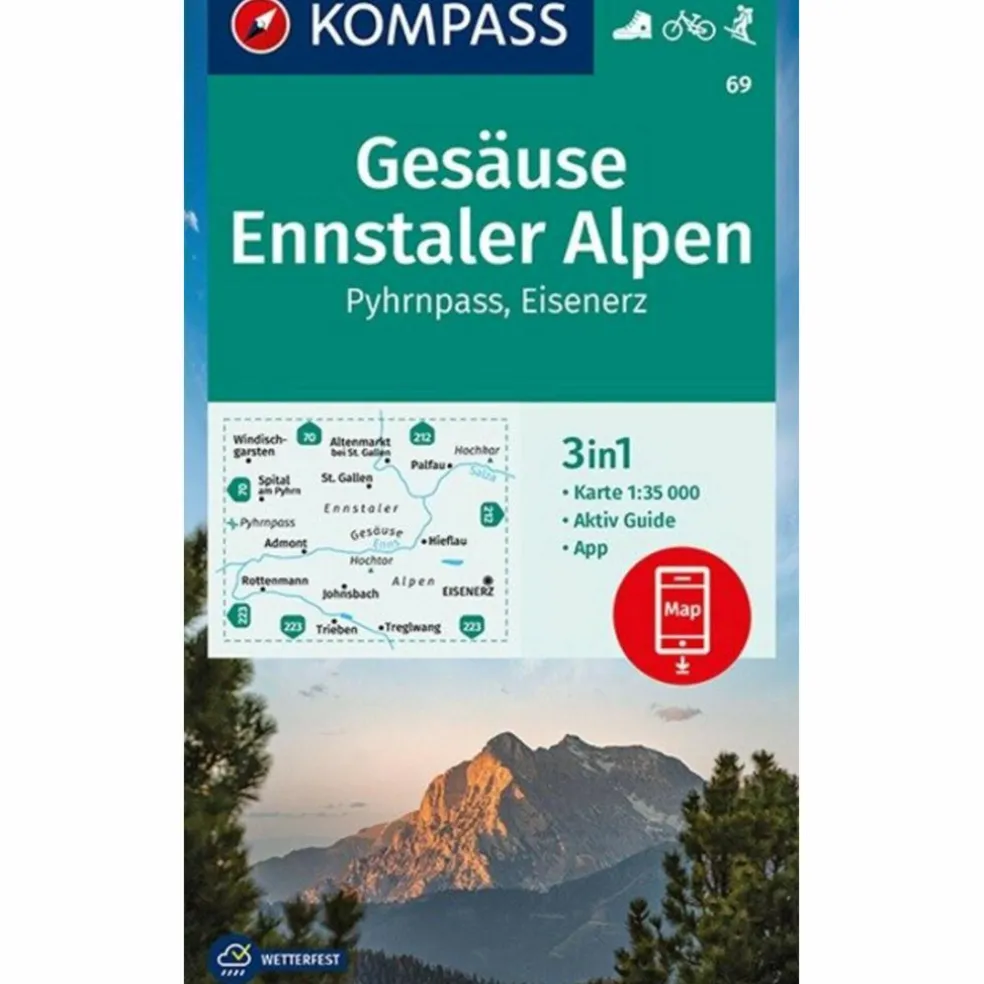 KOMPASS WANDERKARTE GESÄUSE, ENNSTALER ALPEN, PYHRNPASS