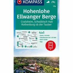 KOMPASS WANDERKARTE HOHENLOHE, ELLWANGER BERGE, CRAILSHEIM