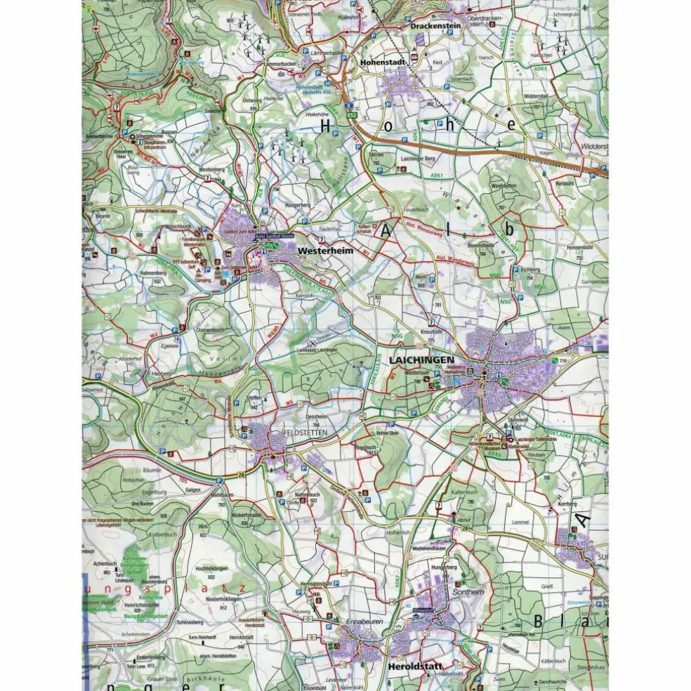 KOMPASS WANDERKARTE MITTLERE ALB, MÜNSINGER ALB 1:50 000