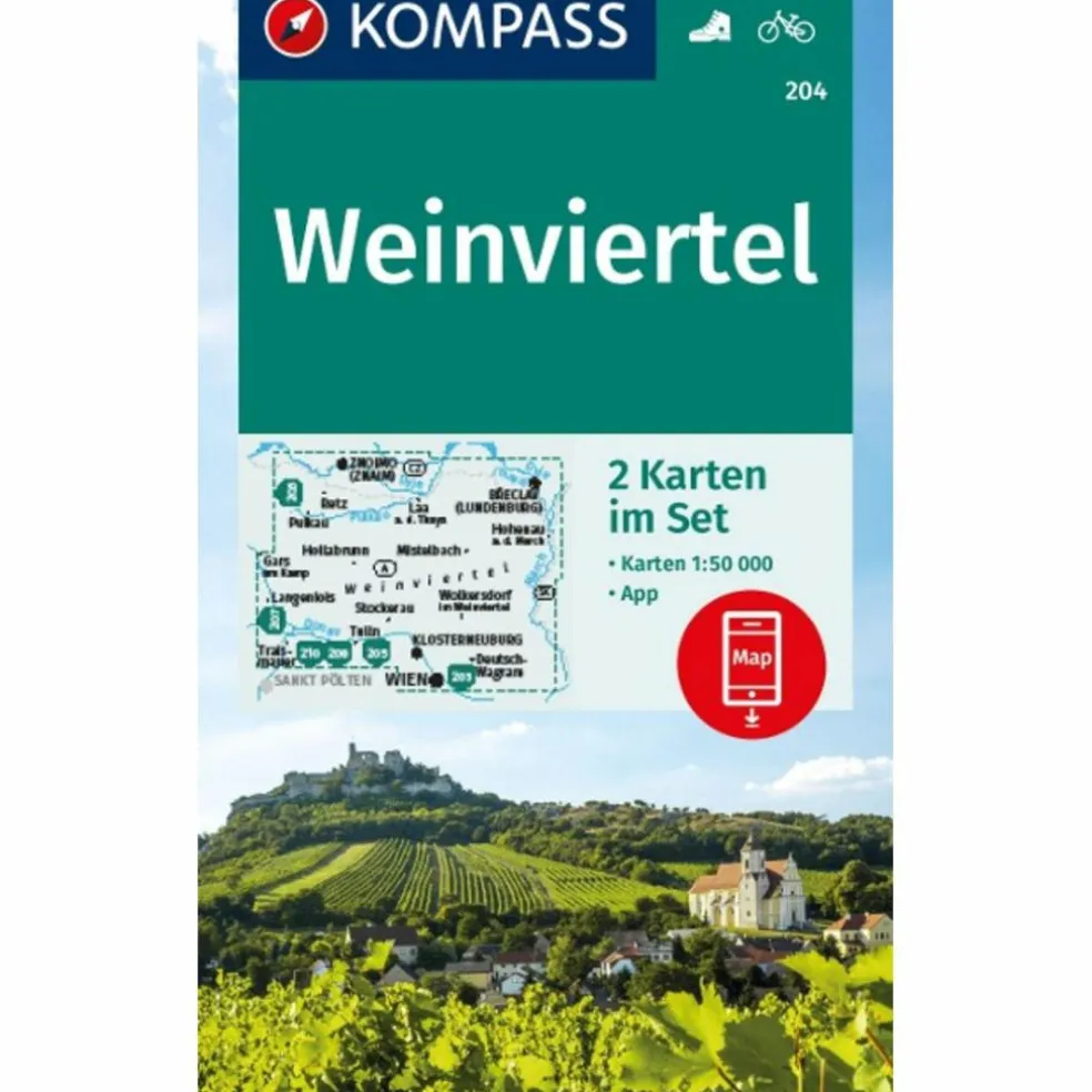 KOMPASS WANDERKARTEN-SET 204 WEINVIERTEL (2 KARTEN) 1:50.000
