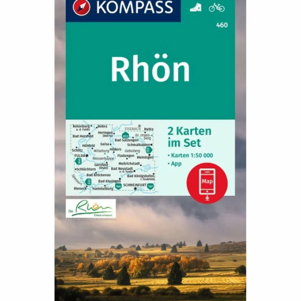 KOMPASS WANDERKARTEN-SET 460 RHÖN, FULDA (2 KARTEN) 1:50.000