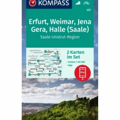 KOMPASS WANDERKARTEN-SET 457 ERFURT, WEIMAR, JENA, GERA