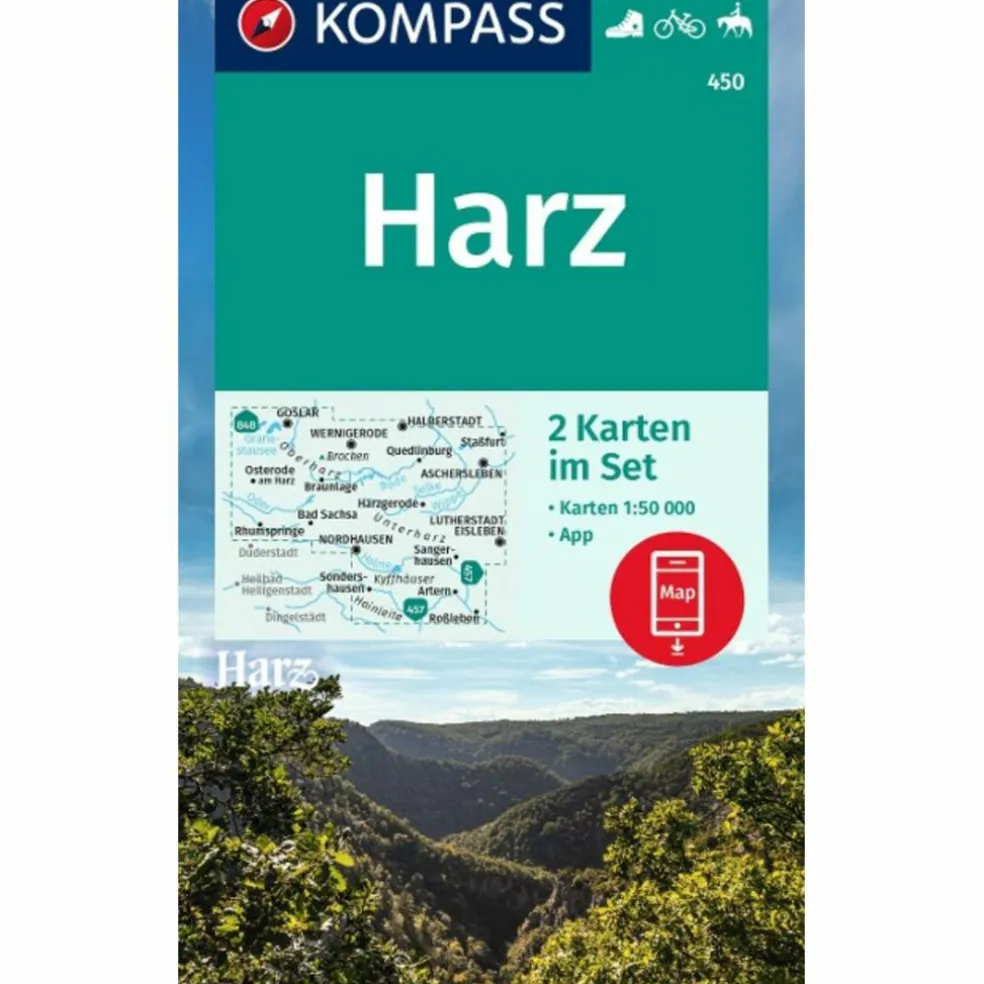 KOMPASS WANDERKARTEN-SET 450 HARZ (2 KARTEN) 1:50.000