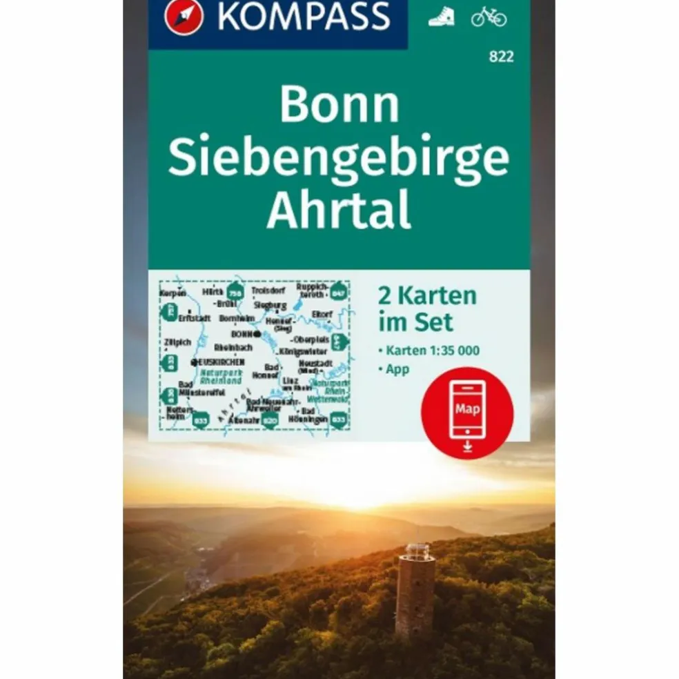 KOMPASS WANDERKARTEN-SET 822 BONN, SIEBENGEBIRGE, AHRTAL