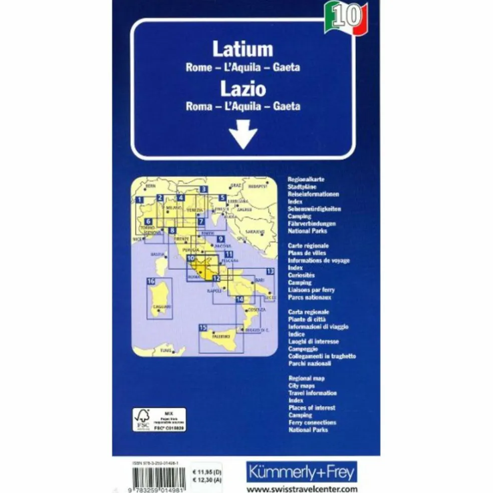 LATIUM-ROM NR. 10 REGIONALKARTE ITALIEN 1:200 000 - Straßenkarte