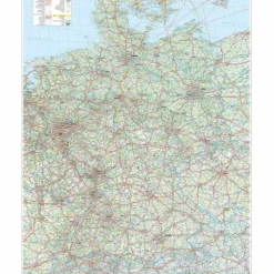 MARCO POLO GROßE DEUTSCHLANDKARTE MIT LÄNDERGRENZEN, PLANO - Wand Karte