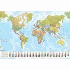 MARCO POLO WELTKARTE - STAATEN DER ERDE MIT FLAGGEN 1:35 MIO - Wand Karte