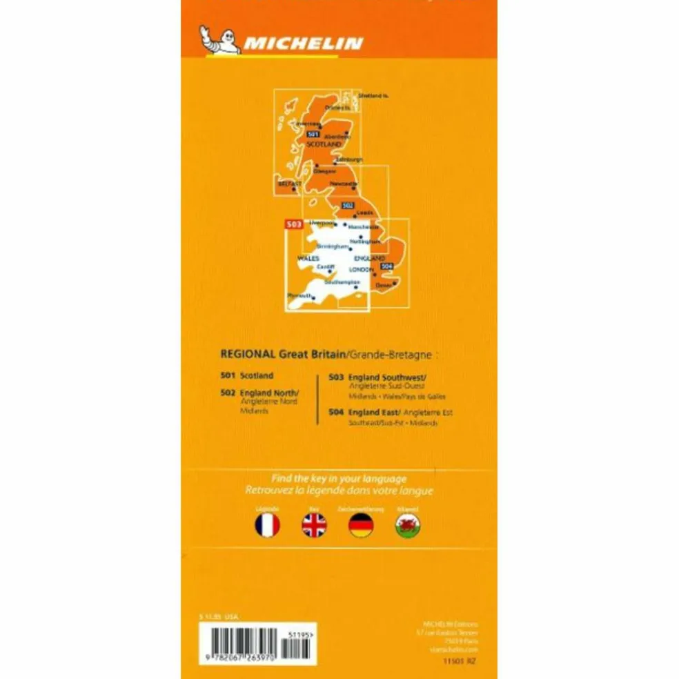 MICHELIN MAP GREAT BRITAIN: WALES, THE MIDLANDS, SOUTH WEST - Straßenkarte