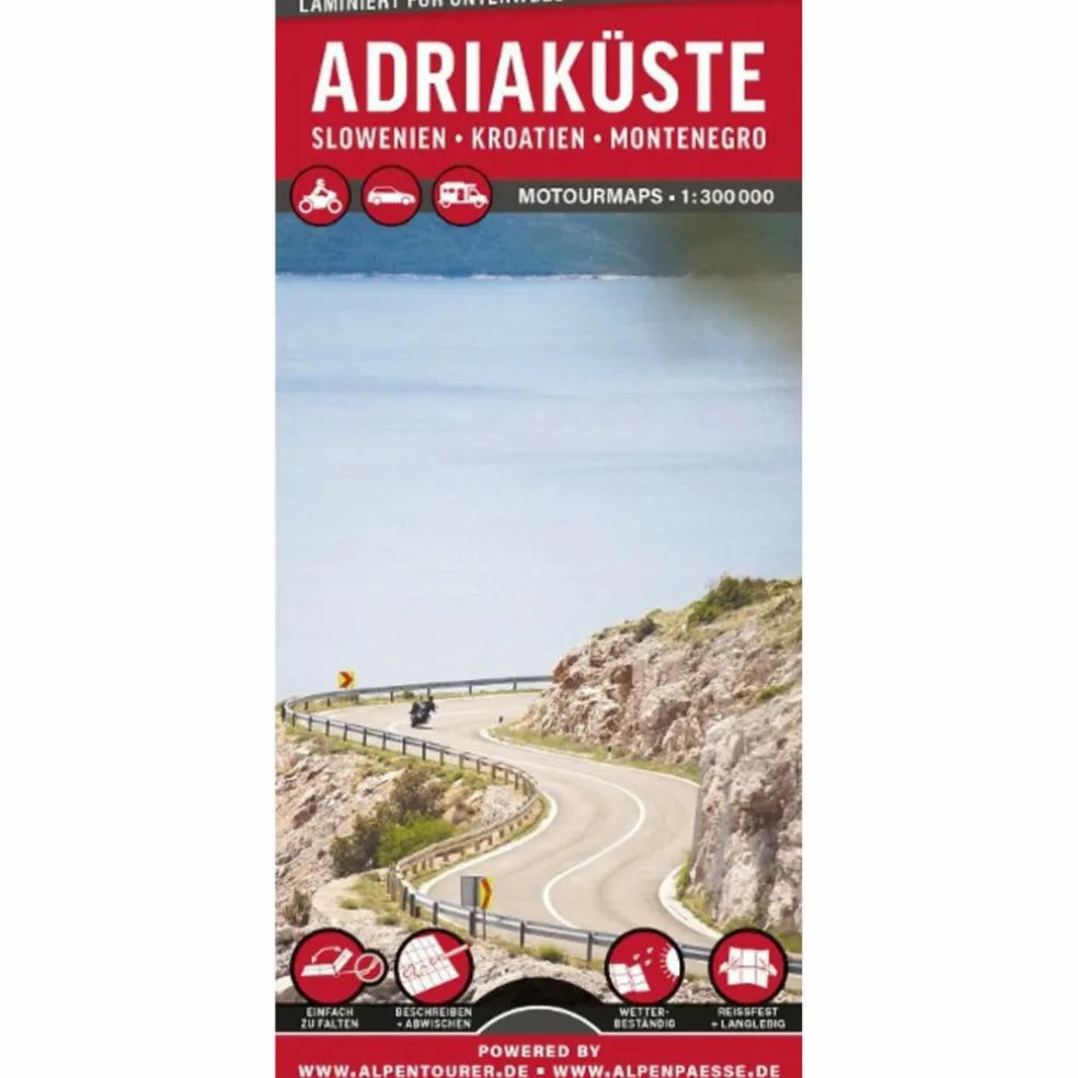 MOTOURMAPS ADRIAKÜSTE SLOWENIEN . KROATIEN . MONTENEGRO - Straßenkarte