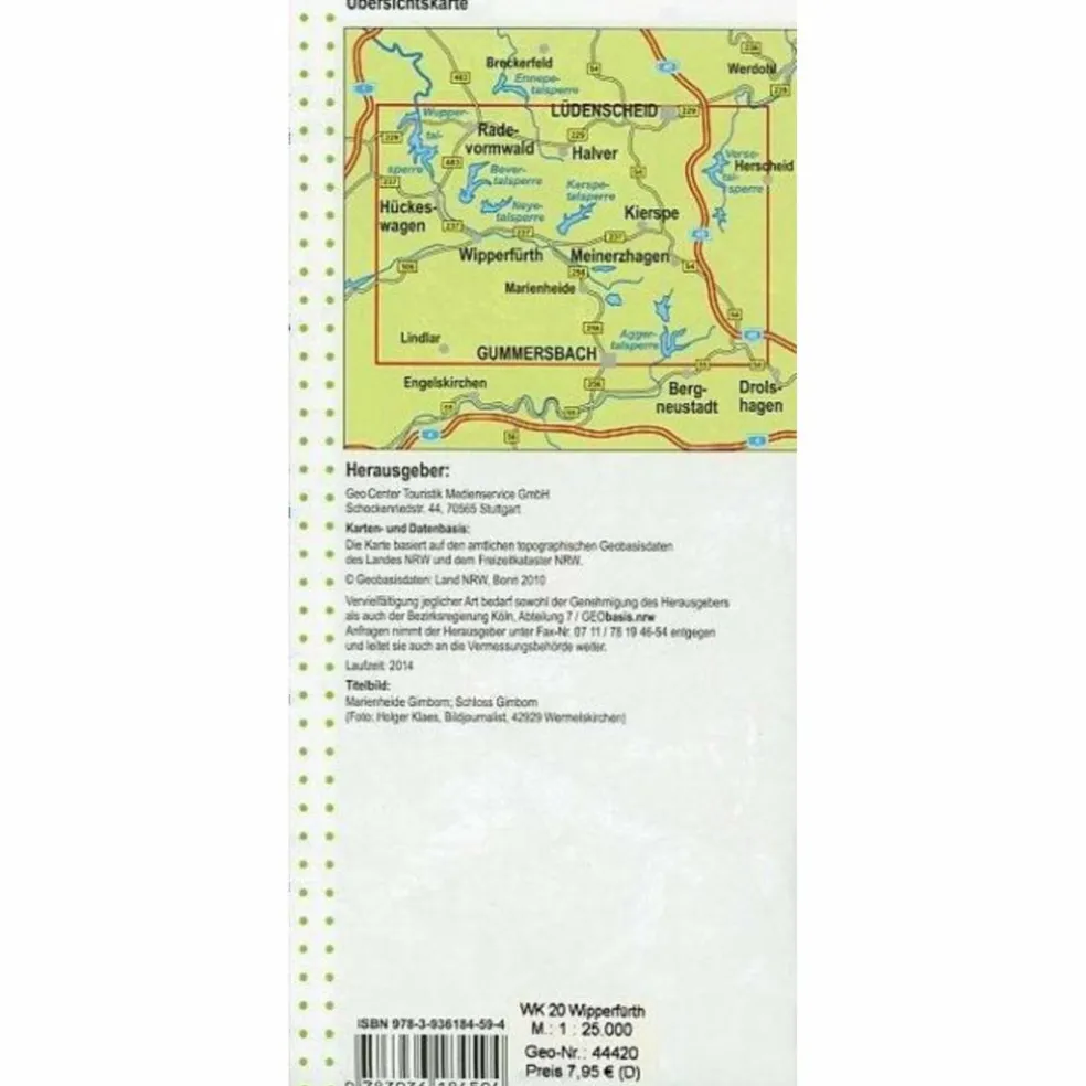 NORDRHEIN-WESTFALEN WANDERKARTE 20 WIPPERFÜRTH, LÜDENSCHEID