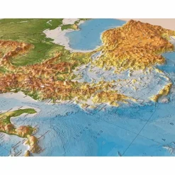 RELIEF MITTELMEER 1:5.5MIO MIT NATURHOLZRAHMEN - Wand Karte