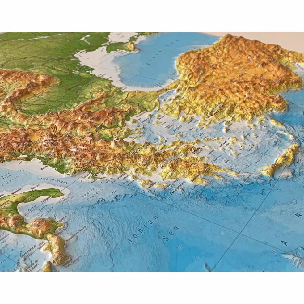 RELIEF MITTELMEER 1:5.5MIO MIT NATURHOLZRAHMEN - Wand Karte