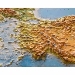 RELIEF MITTELMEER 1:5.5MIO MIT NATURHOLZRAHMEN - Wand Karte