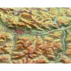 RELIEF TIROL 1:325.000 MIT NATURHOLZRAHMEN - Karte