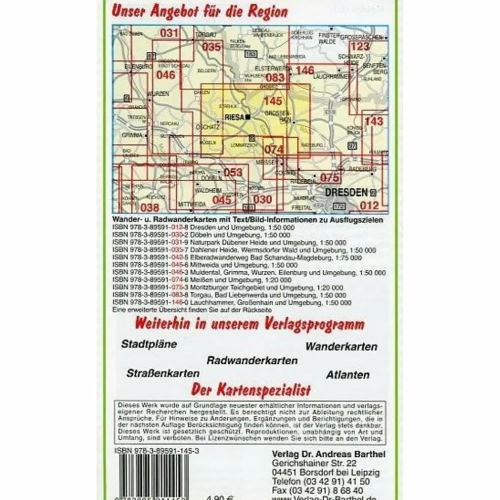 RIESA, OSCHATZ, GROßENHAIN UND UMGEBUNG - Wanderkarte