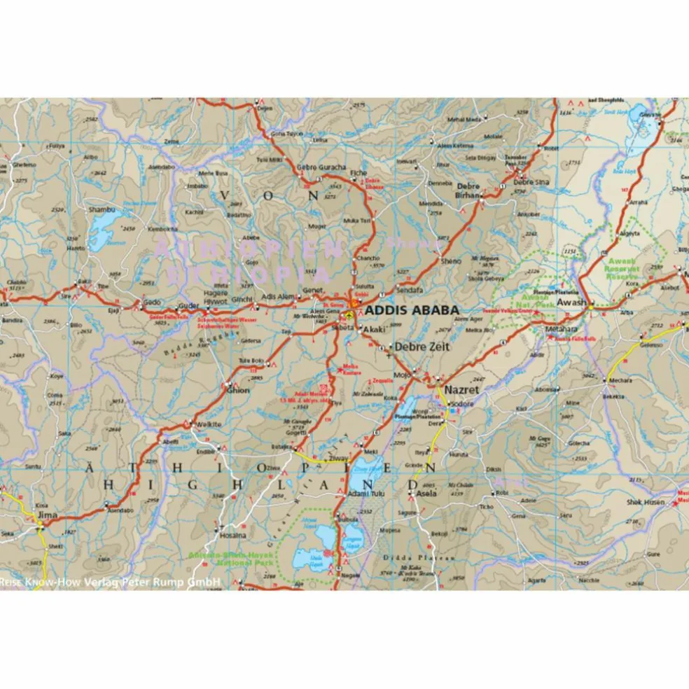 RKH WMP ÄTHIOPIEN, SOMALIA 1:1.800.000 - Straßenkarte