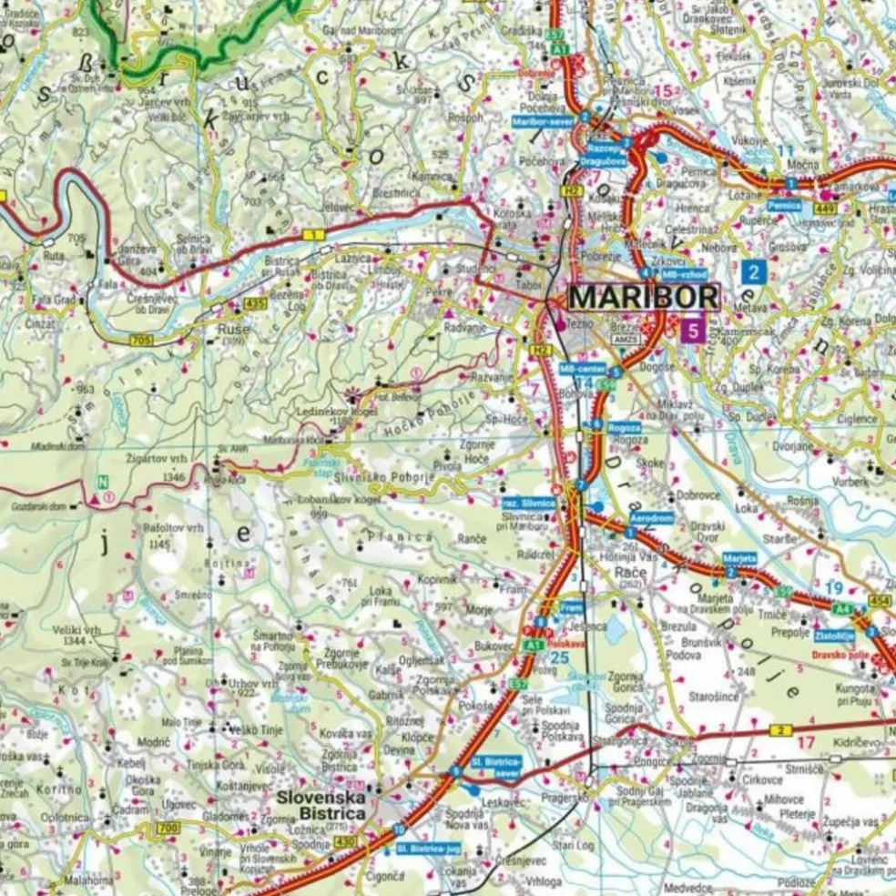 SLOWENIEN, STRAßEN- UND FREIZEITKARTE 1:150.000 - Straßenkarte