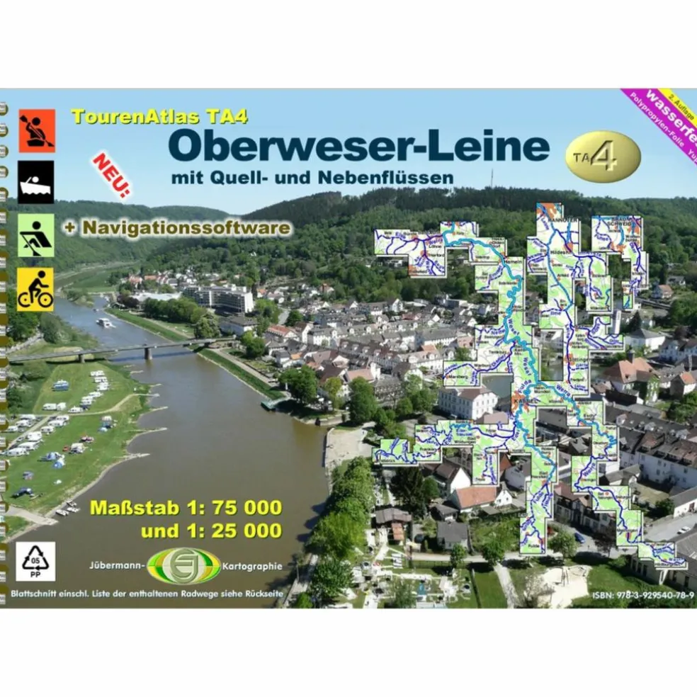 TOURENATLAS TA4 WASSERWANDERN 04 OBERWESER-LEINE - Wasserkarte