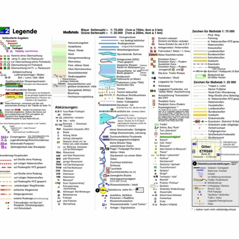 TOURENATLAS TA4 WASSERWANDERN 04 OBERWESER-LEINE - Wasserkarte