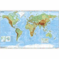 WELTKARTE PHYSISCH - WANDKARTE LAMINIERT - Poster