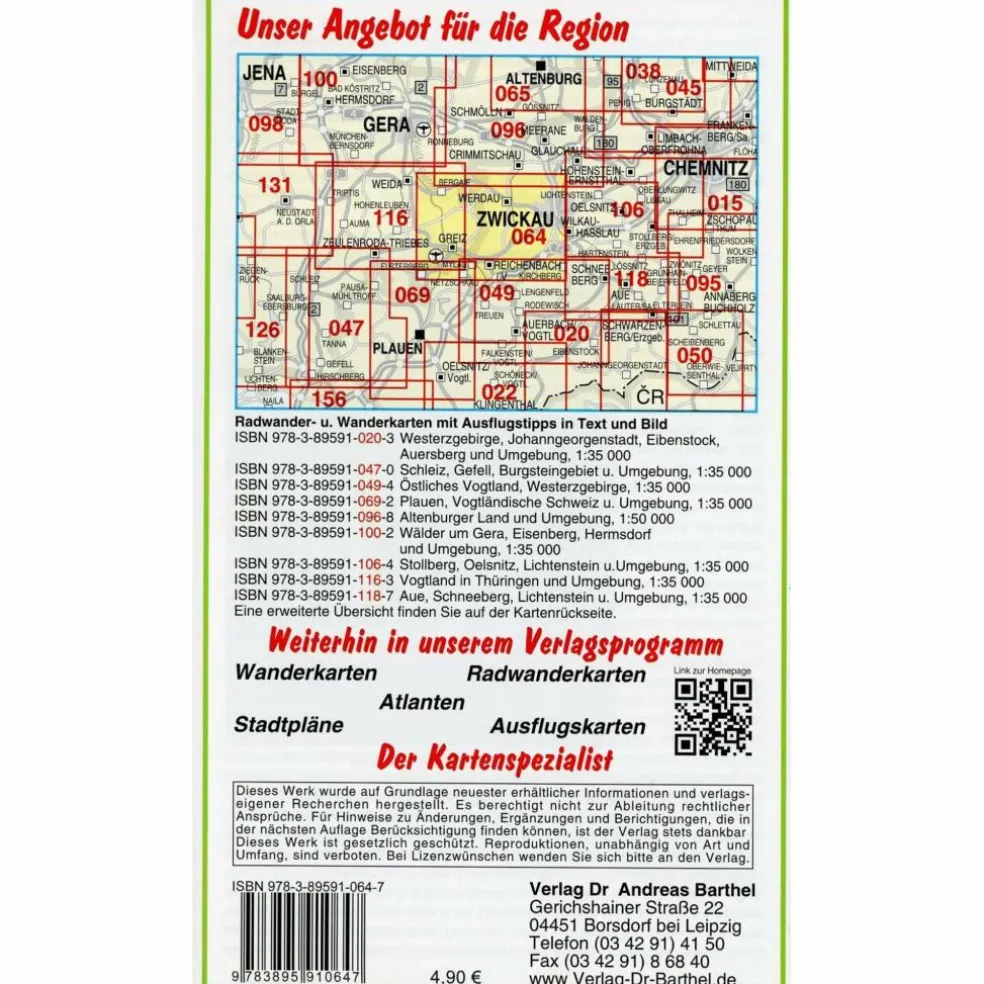 WÄLDER UM ZWICKAU, WERDAU UND GREIZ UND UMGEBUNG - Wanderkarte