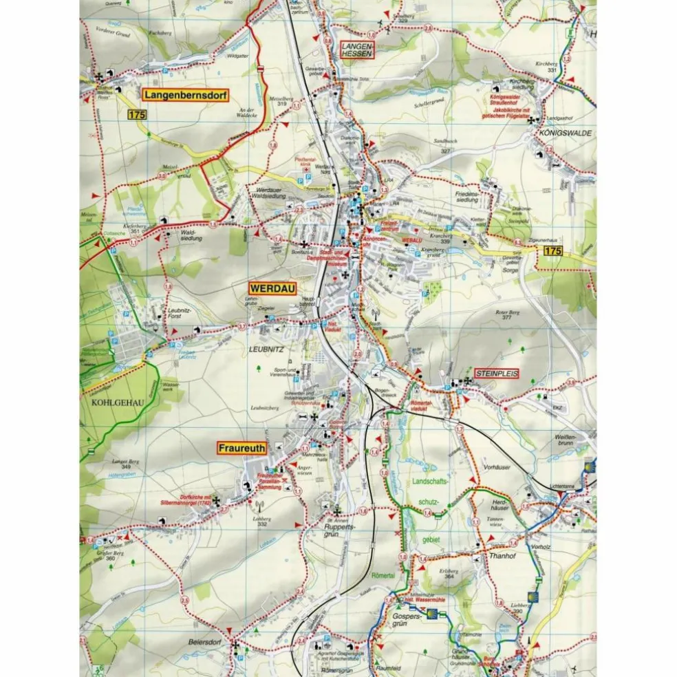 WÄLDER UM ZWICKAU, WERDAU UND GREIZ UND UMGEBUNG - Wanderkarte